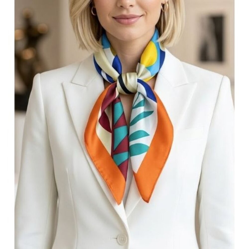 ⭐Luxury Elegant Bandana Square Silky Scarf MULTICOLOR Vibrant Style Floral Soft⭐